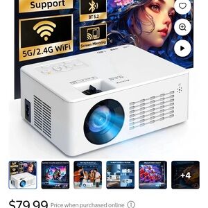 TMY mini Projector with Simple Projection Screen